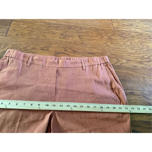 J.Jill Women’s Linen Blend Stretch Cropped Pants Rust Colored SZ XL - Picture 9 of 13